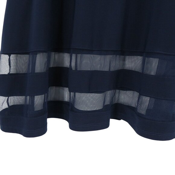 IC Collection by Connie Navy Soft Knit Mesh Trim Tunic Top Pants Outfit Set S - Picture 6 of 6